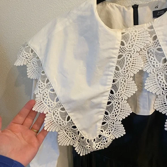 River Island Black and White Formal Dress with Lace - Picture 3 of 8